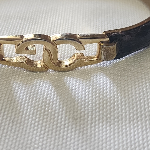 Florence 24k gold plated and snake leather bracelet - Picture 3 of 5